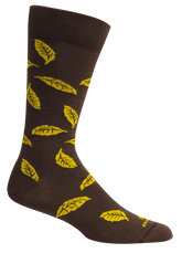 Brown socks with yellow leaf's crew socks
